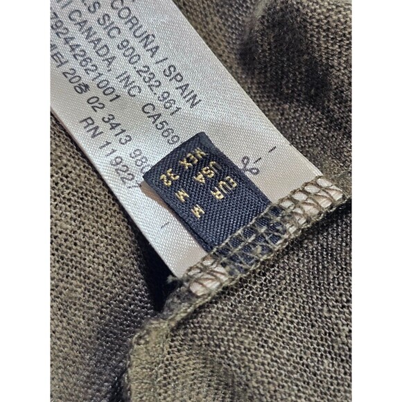 CS Women's M Massimo Dutti 100% Linen Light Knit Sweater W Leather Shoulder EUC - Picture 8 of 8